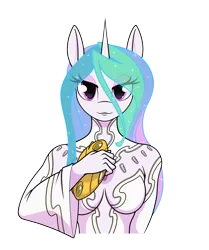 Size: 5600x6700 | Tagged: safe, artist:dacaoo, derpibooru import, princess celestia, alicorn, anthro, crossover, image, looking at you, png, simple background, solo, transparent background