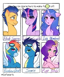Size: 1673x2000 | Tagged: safe, artist:xiaowu07, derpibooru import, flash sentry, izzy moonbow, pipp petals, rainbow dash, soarin', twilight sparkle, twilight sparkle (alicorn), alicorn, pegasus, pony, unicorn, six fanarts, g5, ball, cute, female, image, izzy's tennis ball, jpeg, looking at someone, looking at you, male, mare, smiling, stallion, tennis ball