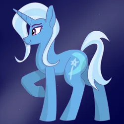 Size: 800x800 | Tagged: safe, artist:kujivunia, derpibooru import, trixie, pony, unicorn, abstract background, colored, female, flat colors, image, mare, night, png, simple background, simple shading, sky, slim, solo, stars, wip
