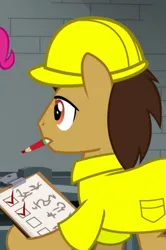 Size: 479x720 | Tagged: safe, derpibooru import, screencap, unnamed character, unnamed pony, earth pony, pony, the last laugh, background pony, clothes, hard hat, hat, image, male, png, stallion