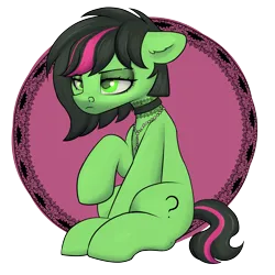 Size: 3000x3000 | Tagged: safe, artist:dumbwoofer, derpibooru import, oc, oc:anonfilly, earth pony, pony, choker, ear fluff, eyeliner, female, filly, frown, goth, image, jewelry, makeup, mane dye, mascara, necklace, nose piercing, nose ring, piercing, png, simple background, sitting, solo, transparent background