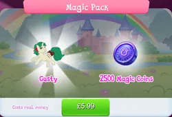 Size: 1267x860 | Tagged: safe, derpibooru import, idw, official, gusty, pony, unicorn, g1, bow, bundle, costs real money, english, female, g4, gameloft, horn, idw showified, image, jpeg, magic coins, mare, mobile game, my little pony: magic princess, numbers, sale, solo, tail, tail bow, text