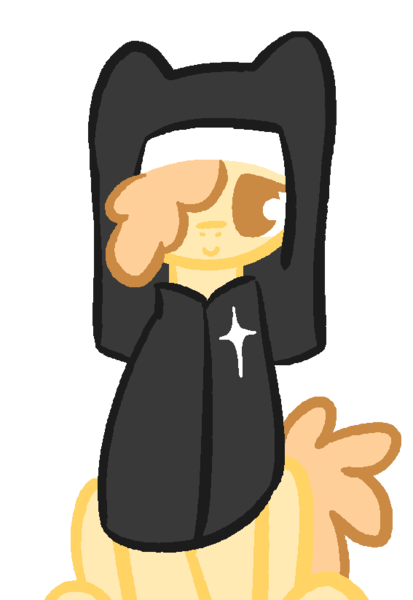 Size: 567x823 | Tagged: safe, artist:castafae, derpibooru import, oc, unofficial characters only, earth pony, pony, female, hair over one eye, image, mare, nun, png, simple background, sitting, solo, transparent background