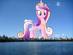 Size: 1600x1200 | Tagged: safe, artist:dashiesparkle, derpibooru import, edit, editor:jaredking779, princess cadance, alicorn, pony, colored wings, crown, female, giant pony, giantess, highrise ponies, image, irl, jewelry, jpeg, macro, manhattan, mare, multicolored wings, new york, new york city, peytral, photo, ponies in real life, regalia, solo, wings