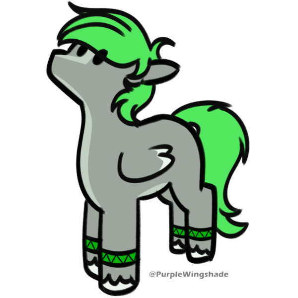 Size: 601x601 | Tagged: safe, artist:purple wingshade, derpibooru import, oc, oc:emerald stonesetter, pegasus, bracelet, gray coat, green mane, image, jewelry, looking up, minimalist, modern art, png, simple background, standing, transparent background, underbelly