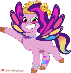 Size: 3370x3485 | Tagged: safe, artist:frownfactory, derpibooru import, pipp petals, pegasus, pony, g5, my little pony: tell your tale, bridlewoodstock (tell your tale), female, floral head wreath, flower, grin, image, jewelry, makeup, mare, png, simple background, smiling, tiara, transparent background, vector