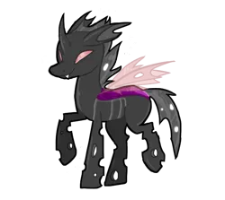 Size: 623x555 | Tagged: safe, artist:lupisvulpes, derpibooru import, oc, unofficial characters only, changeling, fangs, image, png, simple background, smiling, solo, transparent background