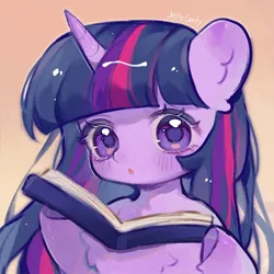 Size: 1000x1000 | Tagged: safe, artist:twiligh44097152, derpibooru import, twilight sparkle, pony, unicorn, book, bookhorse, cute, female, gradient background, image, jpeg, mare, reading, solo, twiabetes, unicorn twilight