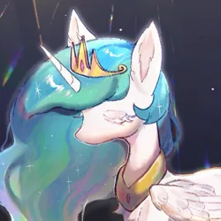 Size: 421x421 | Tagged: safe, artist:twiligh44097152, derpibooru import, princess celestia, alicorn, pony, bust, close-up, cropped, crown, eyes closed, female, image, jewelry, jpeg, mare, regalia, solo