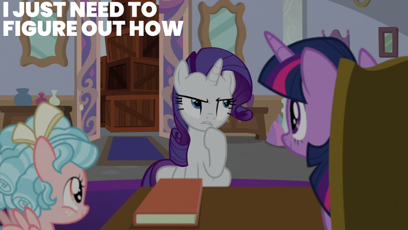 Size: 2000x1125 | Tagged: safe, derpibooru import, edit, edited screencap, editor:quoterific, screencap, cozy glow, rarity, twilight sparkle, friendship university, image, png