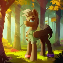 Size: 3000x3000 | Tagged: safe, artist:pegasusyay, derpibooru import, oc, pegasus, pony, commission, forest, forest background, image, looking at you, png, scenery, scenery porn, solo, sunlight, tree, ych result, your character here