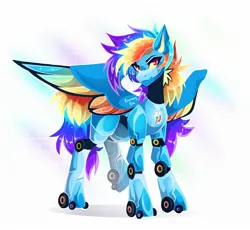 Size: 2048x1886 | Tagged: safe, artist:buvanybu, derpibooru import, rainbow dash, pony, robot, robot pony, image, jpeg, solo