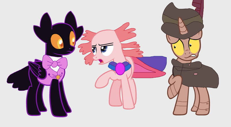 Size: 1205x663 | Tagged: safe, artist:princessmichelle431, ponified, earth pony, pegasus, pony, unicorn, aristotle, barnaby, billie bust up, fantoccio, genderfluid, male