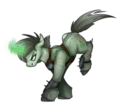 Size: 2300x2000 | Tagged: safe, artist:molars, derpibooru import, oc, unofficial characters only, unicorn, fallout equestria, ashes town, image, magic, png, raider, running, scar, solo, spikes, telekinesis, transparrent background