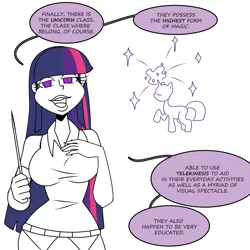 Size: 1500x1500 | Tagged: safe, artist:chillguydraws, derpibooru import, twilight sparkle, human, pony, unicorn, breasts, busty twilight sparkle, dialogue, female, hand on chest, humanized, image, looking at you, magic, png, simple background, solo, speech bubble, talking to viewer, white background