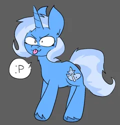 Size: 913x953 | Tagged: safe, artist:iron234, derpibooru import, trixie, pony, unicorn, :3, :p, >:3, gray background, image, png, simple background, solo, speech bubble, text, tongue out