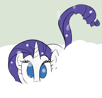 Size: 355x339 | Tagged: safe, artist:truthormare, ponerpics import, rarity, pony, unicorn, behaving like a cat, buried in snow, female, image, looking at you, looking up, looking up at you, mare, png, simple background, snow, snowfall, solo