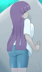 Size: 1668x2853 | Tagged: safe, artist:batipin, derpibooru import, marble pie, human, equestria girls, against wall, ass, breasts, busty marble pie, butt, image, looking back, png, solo
