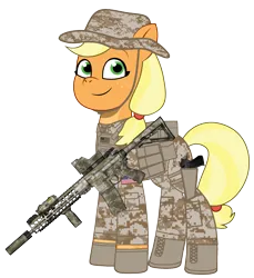 Size: 1646x1800 | Tagged: safe, artist:edy_january, artist:prixy05, derpibooru import, edit, vector edit, applejack, earth pony, pony, g5, my little pony: tell your tale, ar15, assault rifle, boots, call of duty, call of duty: modern warfare 2, clothes, desert eagle, equipment, g4, g4 to g5, generation leap, gloves, gun, handgun, hk416, image, infantry, m27 iar, marine, marines, military, military pony, military uniform, pistol, png, rifle, shoes, simple background, soldier, soldier pony, solo, special forces, tactical, tactical gears, task forces 141, transparent background, uniform, uniform hat, united states, usmc, vector, weapon