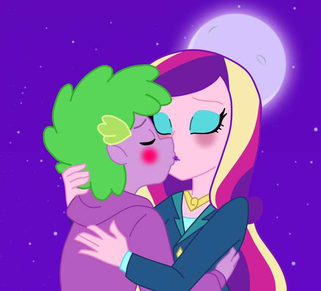 Size: 1269x1148 | Tagged: safe, derpibooru import, princess cadance, spike, human, equestria girls, blushing, eyes closed, female, hug, human spike, humanized, image, infidelity, kiss on the lips, kissing, love, male, png, shipping, spikedance, straight