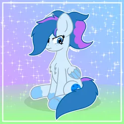 Size: 2232x2232 | Tagged: safe, artist:yoshter7, derpibooru import, oc, oc:moonlightshine, unofficial characters only, pegasus, pony, abstract background, angered, angry, big ears, blue eyes, blue mane, blue pony, colored, colored wings, folded wings, frame, gradient background, heart, heart eyes, image, lunar tails, outline, pegasus oc, png, signature, sparkles, two toned wings, white outline, wingding eyes, wings