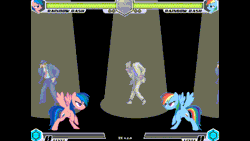 Size: 1920x1080 | Tagged: safe, artist:tom artista, derpibooru import, firefly, rainbow dash, pegasus, pony, fighting is magic, g1, animated, character, dancing, fan game, female, game, gif, image, mare, michael jackson, new, palette swap, recolor, self paradox, self ponidox, stage, super nintendo