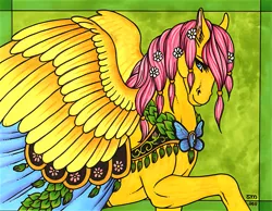 Size: 1985x1541 | Tagged: safe, artist:luthiennightwolf, edit, ponerpics import, ponybooru import, fluttershy, pegasus, pony, 2011, clothes, cropped, dress, female, flower, flower in hair, hoers, image, mare, png, solo, upscaled