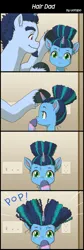 Size: 800x2367 | Tagged: safe, artist:uotapo, derpibooru import, pony, unicorn, g5, my little pony: make your mark, alphabittle blossomforth, alternate hairstyle, beard, comic, cute, duo, facial hair, female, filly, filly misty brightdawn, foal, freckles, goatee, image, jpeg, male, markings, misty brightdawn, mistybetes, my little pony: make your mark chapter 5, stallion, unshorn fetlocks, younger