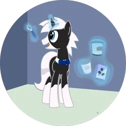 Size: 1348x1348 | Tagged: safe, artist:of-felt-and-cardboard, derpibooru import, oc, oc:creamy twist, unofficial characters only, pony, unicorn, background, bowtie, cookie, food, ice cream, image, magic, male, newbie artist training grounds, png, solo, stallion, telekinesis