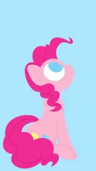 Size: 900x1600 | Tagged: safe, artist:cdrspark, derpibooru import, pinkie pie, 16:9, blue background, female, image, lineless, looking up, phone wallpaper, png, simple background, sitting, solo, solo female