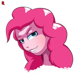 Size: 2500x2500 | Tagged: safe, artist:cletus222, derpibooru import, pinkie pie, human, snake, equestria girls, female, head only, image, looking at you, pink hair, png, simple background, smiling, snek, solo, teeth, white background