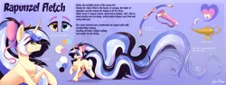 Size: 5117x1925 | Tagged: safe, alternate version, artist:alrumoon_art, derpibooru import, oc, unofficial characters only, unicorn, arrow, bow, chest fluff, curved horn, hair bow, heart, heart eyes, heterochromia, high res, horn, image, long mane, multicolored hair, png, reference sheet, wingding eyes