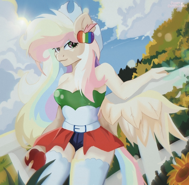 Size: 2212x2168 | Tagged: safe, artist:marlboro-art, derpibooru import, applejack, rainbow dash, oc, unofficial characters only, anthro, pegasus, pony, equestria girls, g5, canon x oc, commission, female, furry, fusion, g4, image, jpeg