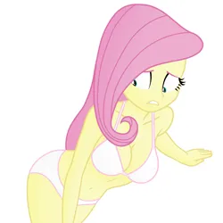 Size: 1700x1700 | Tagged: suggestive, artist:ah96, derpibooru import, fluttershy, human, equestria girls, belly button, bikini, breasts, busty fluttershy, cleavage, clothes, female, image, ms paint, png, shading, simple background, solo, solo female, swimsuit, white background, white swimsuit