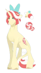 Size: 1369x2467 | Tagged: safe, artist:cyanreef, derpibooru import, oc, oc:peppermint patti, unofficial characters only, pony, unicorn, bow, female, image, mare, offspring, parent:flam, parent:fluttershy, parents:flamshy, png, simple background, solo, transparent background
