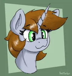 Size: 1825x1937 | Tagged: safe, artist:reddthebat, derpibooru import, oc, oc:littlepip, unofficial characters only, pony, unicorn, fallout equestria, bust, eyebrows, eyebrows visible through hair, female, image, mare, passepartout, png, signature, smiling, solo