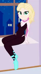 Size: 736x1322 | Tagged: safe, artist:robertsonskywa1, derpibooru import, equestria girls, ballet slippers, clothes, female, gwen stacy, haircut, image, marvel, photo, png, sitting, skintight clothes, solo, solo female, spider-gwen, spider-man, spider-man: across the spider-verse, suit