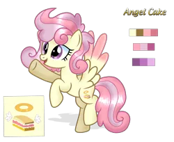 Size: 4297x3500 | Tagged: safe, artist:doraeartdreams-aspy, derpibooru import, oc, oc:angel cake, unofficial characters only, pegasus, pony, female, image, mare, offspring, parent:pound cake, parent:princess flurry heart, parents:poundflurry, png, simple background, solo, transparent background