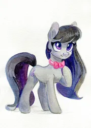 Size: 715x1000 | Tagged: safe, artist:maytee, derpibooru import, octavia melody, earth pony, pony, bowtie, colored pencil drawing, image, jpeg, mixed media, solo, traditional art, watercolor painting