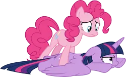 Size: 4933x3000 | Tagged: safe, artist:cloudy glow, derpibooru import, pinkie pie, twilight sparkle, twilight sparkle (alicorn), alicorn, horse play, image, png, simple background, transparent background, vector