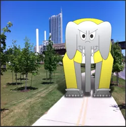 Size: 621x623 | Tagged: safe, artist:polorenzielephant, derpibooru import, oc, oc:mono finster, elephant, building, image, irl, photo, photoshop, png, tree