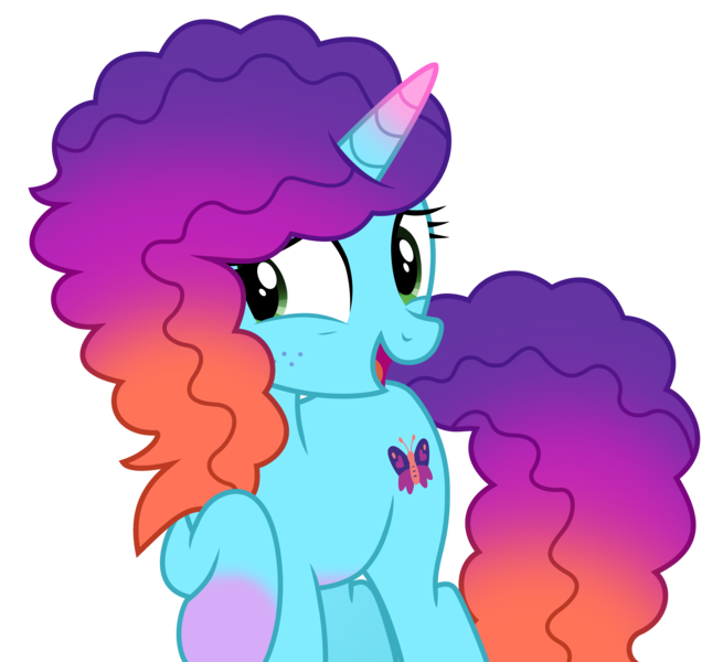 Size: 5293x4850 | Tagged: safe, artist:ejlightning007arts, derpibooru import, pony, unicorn, g5, my little pony: make your mark, my little pony: tell your tale, cute, freckles, g4, g5 to g4, generation leap, gradient mane, happy, image, misty brightdawn, mistybetes, png, rebirth misty, shy, simple background, solo, transparent background, vector