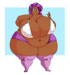 Size: 2000x2133 | Tagged: suggestive, artist:sirmasterdufel, derpibooru import, editor:shiftyshades, rarity, human, bbw, belly button, big breasts, bra, breasts, busty rarity, clothes, dark skin, fat, fat boobs, female, high res, huge breasts, humanized, image, impossibly large breasts, impossibly large thighs, impossibly wide hips, monochrome, morbidly obese, obese, open mouth, panties, png, raritubby, simple background, solo, solo female, ssbbw, standing, thighs, thunder thighs, underwear, white background, wide hips