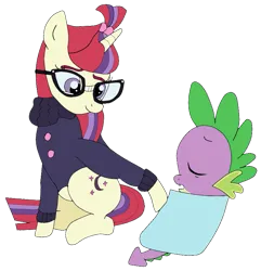 Size: 749x778 | Tagged: safe, derpibooru import, moondancer, spike, dragon, pony, unicorn, female, image, male, mare, moon, png, shipping, spikedancer, straight
