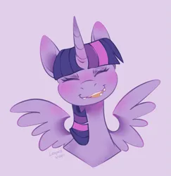 Size: 1967x2027 | Tagged: safe, artist:leopardsnaps, derpibooru import, twilight sparkle, twilight sparkle (alicorn), alicorn, pony, big smile, blushing, cute, doodle, eyes closed, happy, image, png, purple background, simple background, smiling, solo, twiabetes