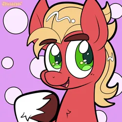 Size: 2000x2000 | Tagged: safe, artist:saveraedae, derpibooru import, sprout cloverleaf, earth pony, pony, g5, chest fluff, eyebrows, image, looking at you, male, open mouth, png, raised hoof, solo, stallion, unshorn fetlocks