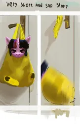 Size: 1500x2312 | Tagged: safe, artist:hierozaki, derpibooru import, twilight sparkle, pony, unicorn, comic, cute, door, door handle, falling, female, frown, image, looking at you, mare, png, solo, twiabetes, twilight sparkle is not amused, unamused, unicorn twilight