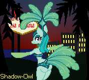 Size: 177x160 | Tagged: suggestive, artist:shadow-owl, derpibooru import, emerald flare, anthro, pony, semi-anthro, ass, background pony, butt, female, image, mare, png, showgirl