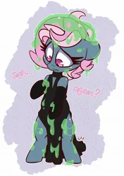 Size: 1440x2048 | Tagged: safe, artist:lou, derpibooru import, oc, oc:juicy dream, earth pony, pony, bipedal, clothes, dress, earth pony oc, evening gloves, female, gloves, image, jpeg, long gloves, mare, messy, slimed