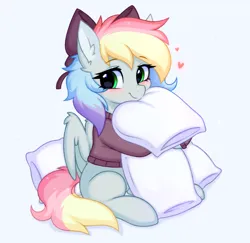 Size: 3600x3500 | Tagged: safe, artist:pesty_skillengton, derpibooru import, oc, oc:blazey sketch, unofficial characters only, pegasus, pony, bow, clothes, cute, female, heart, hug, image, pillow, pillow hug, png, sketch, solo, sweater